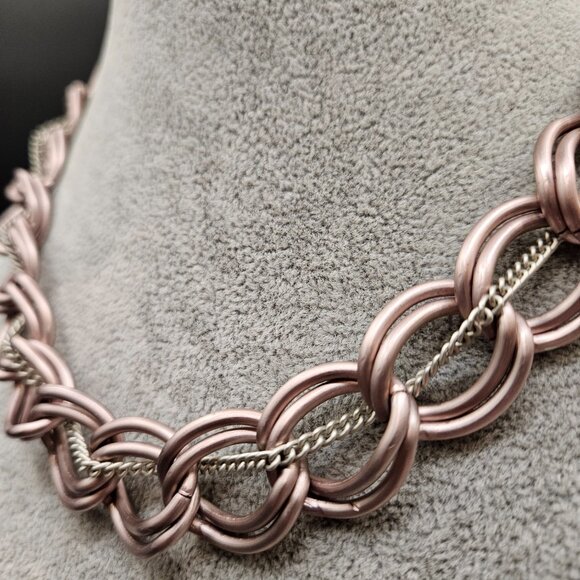 Sabika Rose Gold & Silver Chain Necklace - Picture 2 of 10